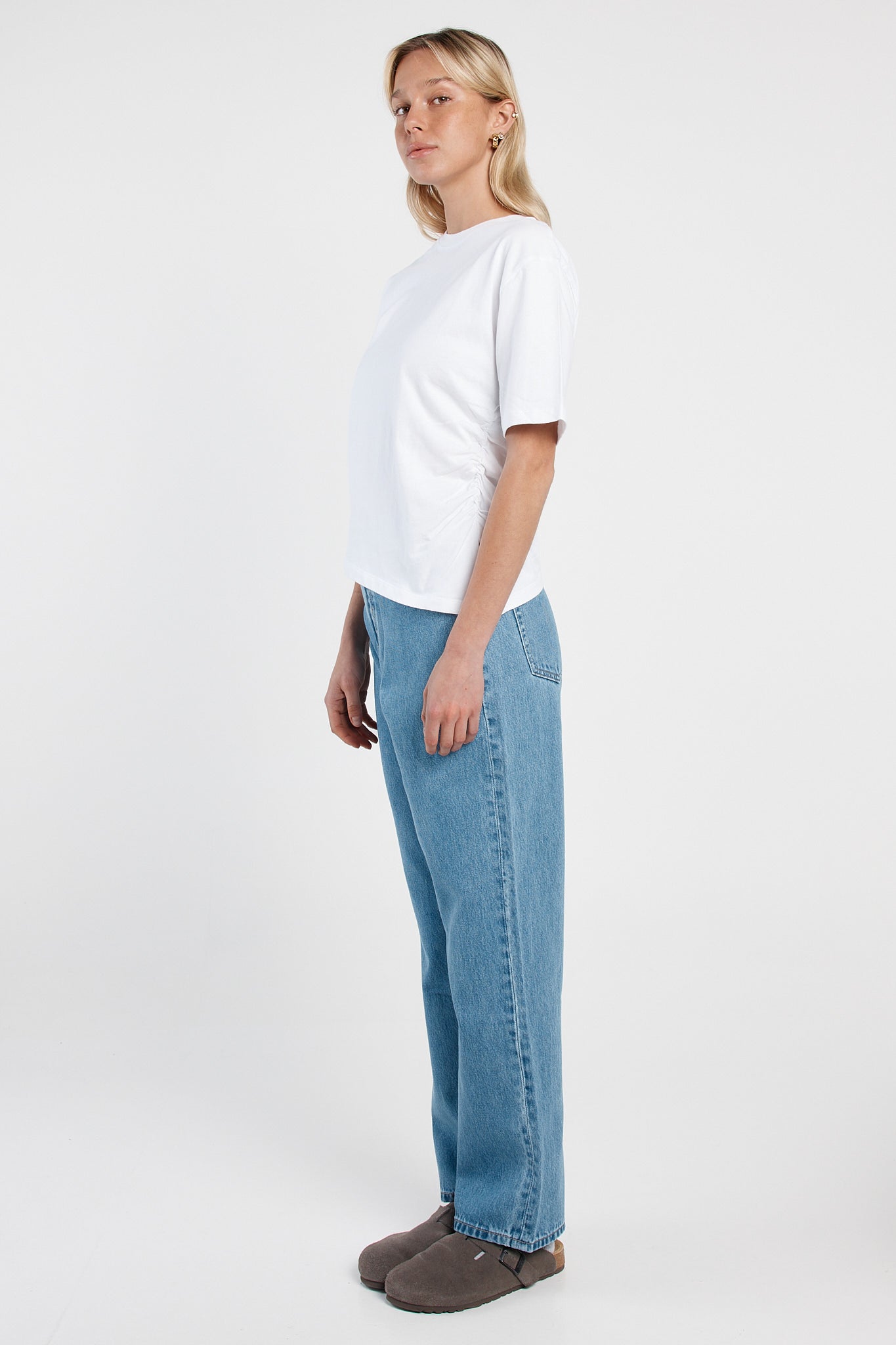 Sass Clothing Camie Gathered Seam Tee (White)