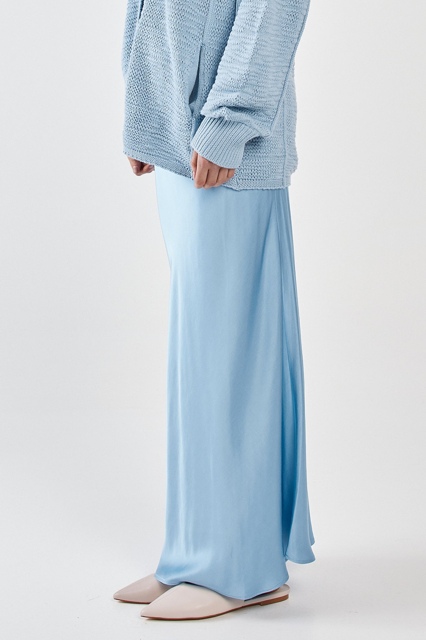 Sass Clothing Paula Satin Slip Skirt (Ice Blue)
