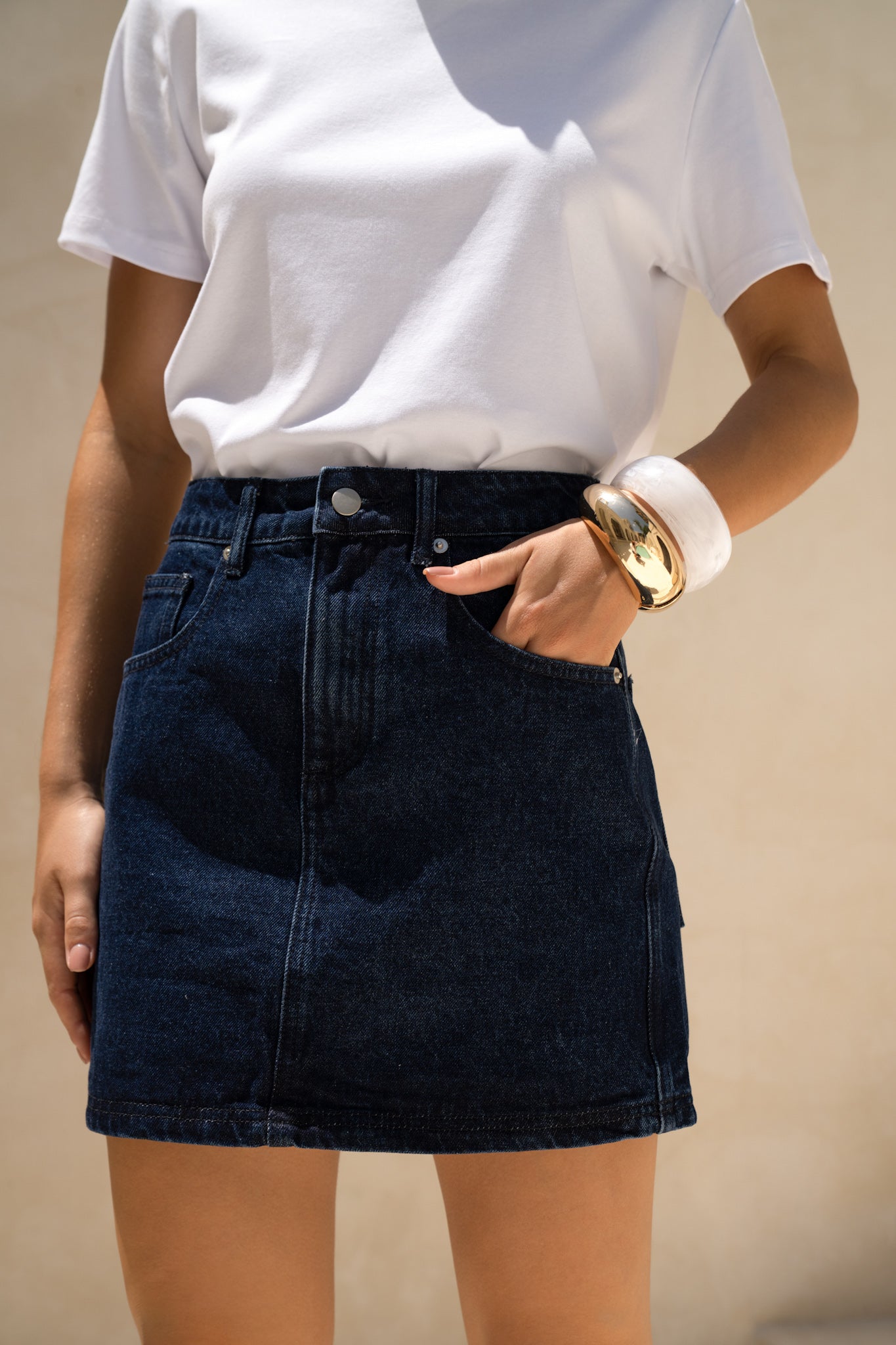 HEYCHIC Eris Dark Denim Mini Skirt (Blue)
