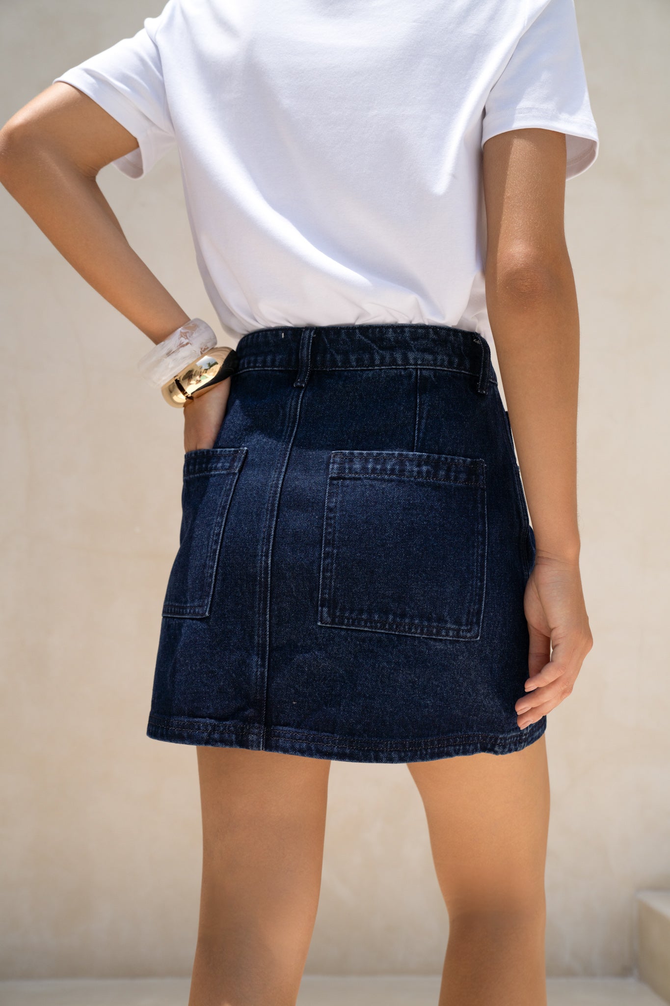 HEYCHIC Eris Dark Denim Mini Skirt (Blue)