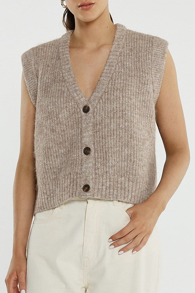 Sass Clothing Lil Button Vest (Multi Fawn)