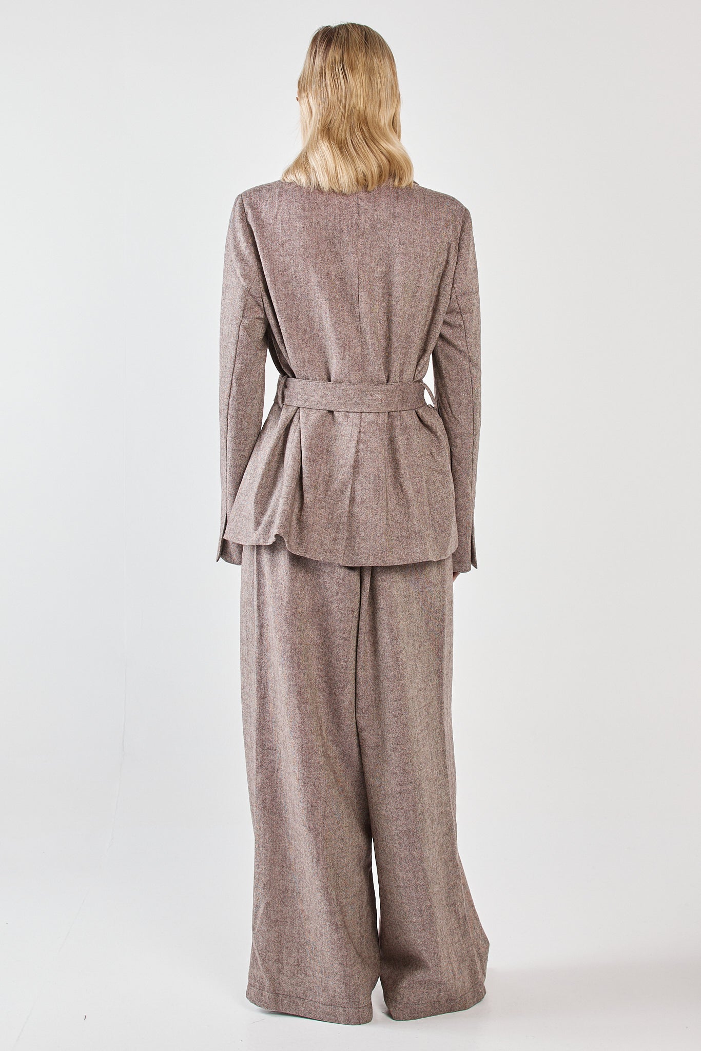 Sass Clothing Thalia Belted Blazer (Chocolate Birdseye)