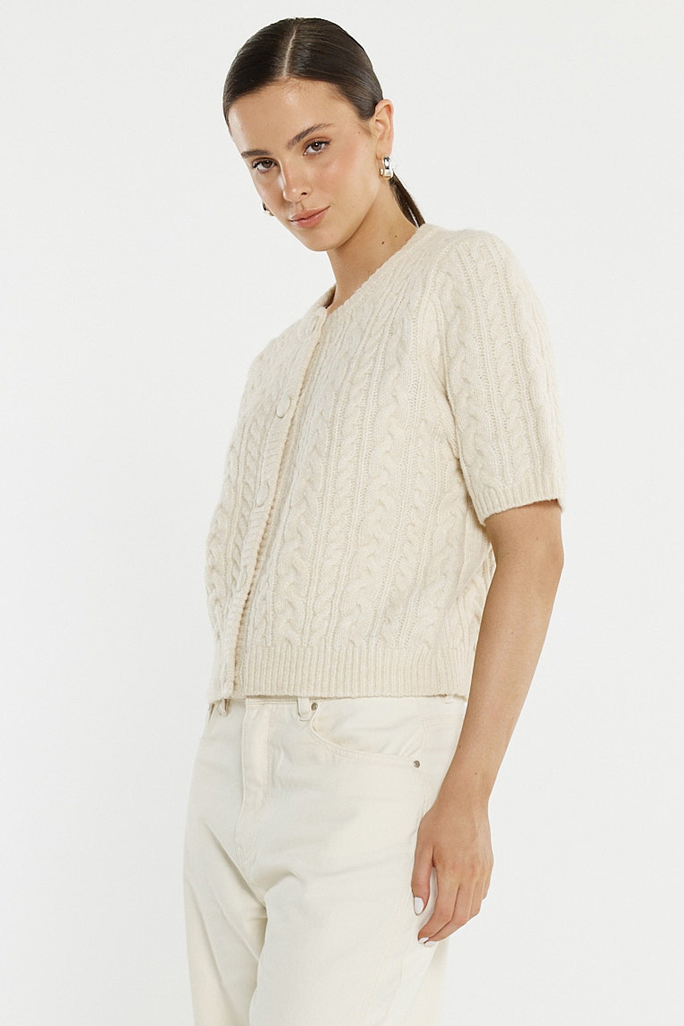 Sass Clothing Gia Cable Cardi (Cream)