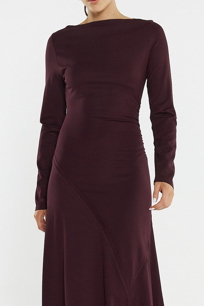 Sass Clothing Jade Seamed Jersey Dress (Burgundy)