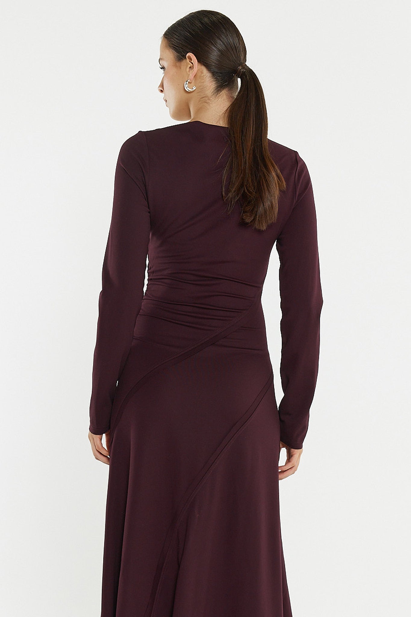 Sass Clothing Jade Seamed Jersey Dress (Burgundy)