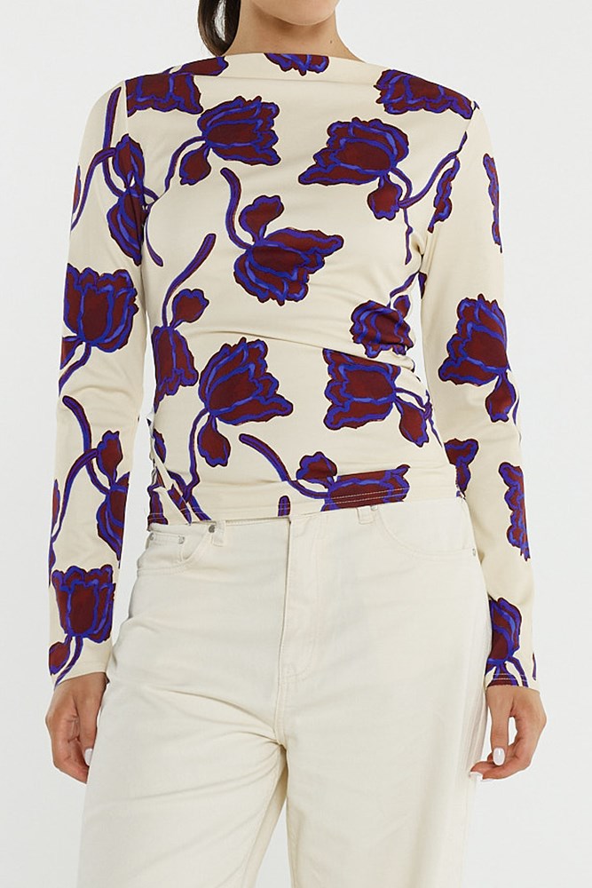 Sass Clothing Jade Seamed Jersey Top (Winter Poppy)