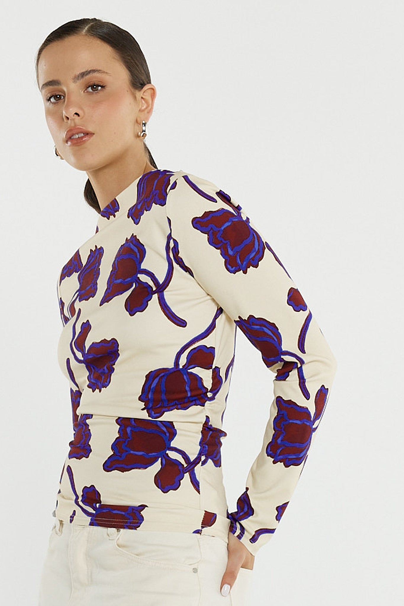 Sass Clothing Jade Seamed Jersey Top (Winter Poppy)