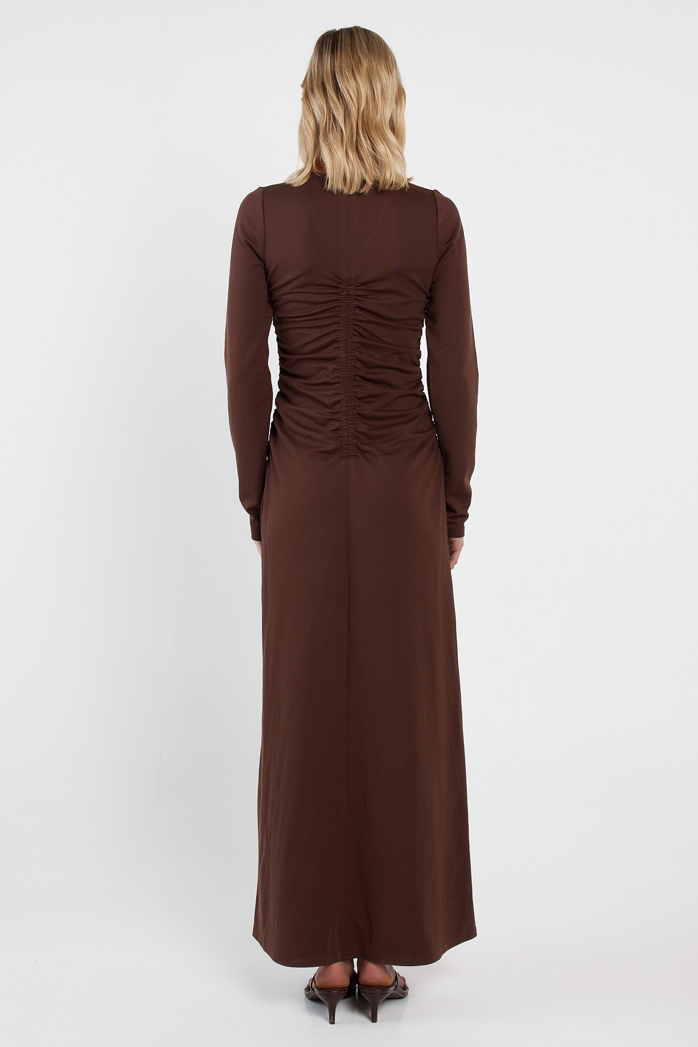 Sass Clothing Abia Gathered Front Jersey Dress (Chocolate)
