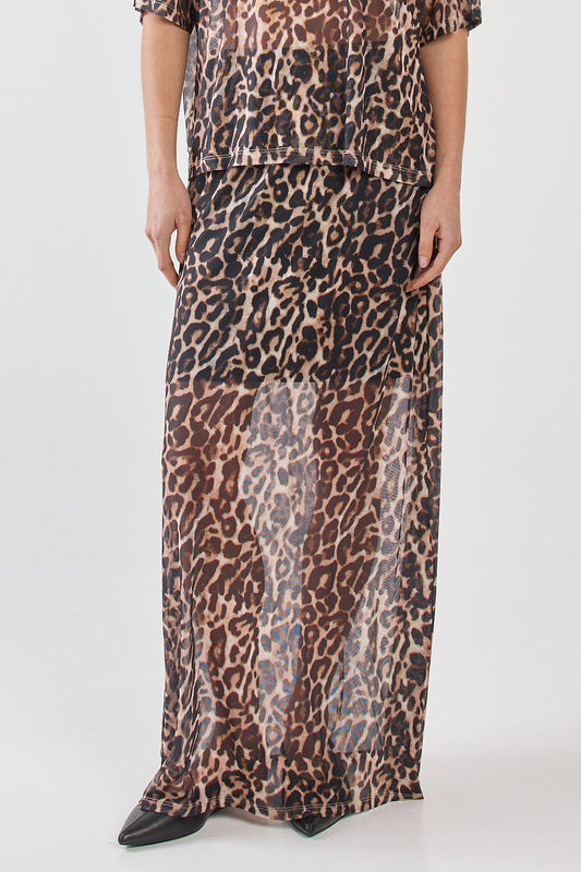 Sass Clothing Oxley Print Mesh Skirt (Animal)