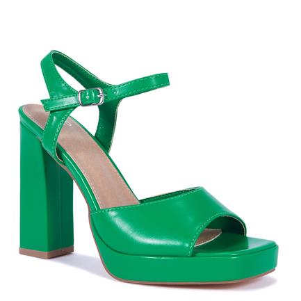 Image of Sandals. Product name - Mantle Women's Strappy High Heel GREEN Novo Sandals in Green colour by brand - NOVO