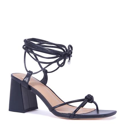 Image of Sandals. Product name - Uriah Women's Strappy Low Heel BLACK Novo Sandals in Black colour by brand - NOVO