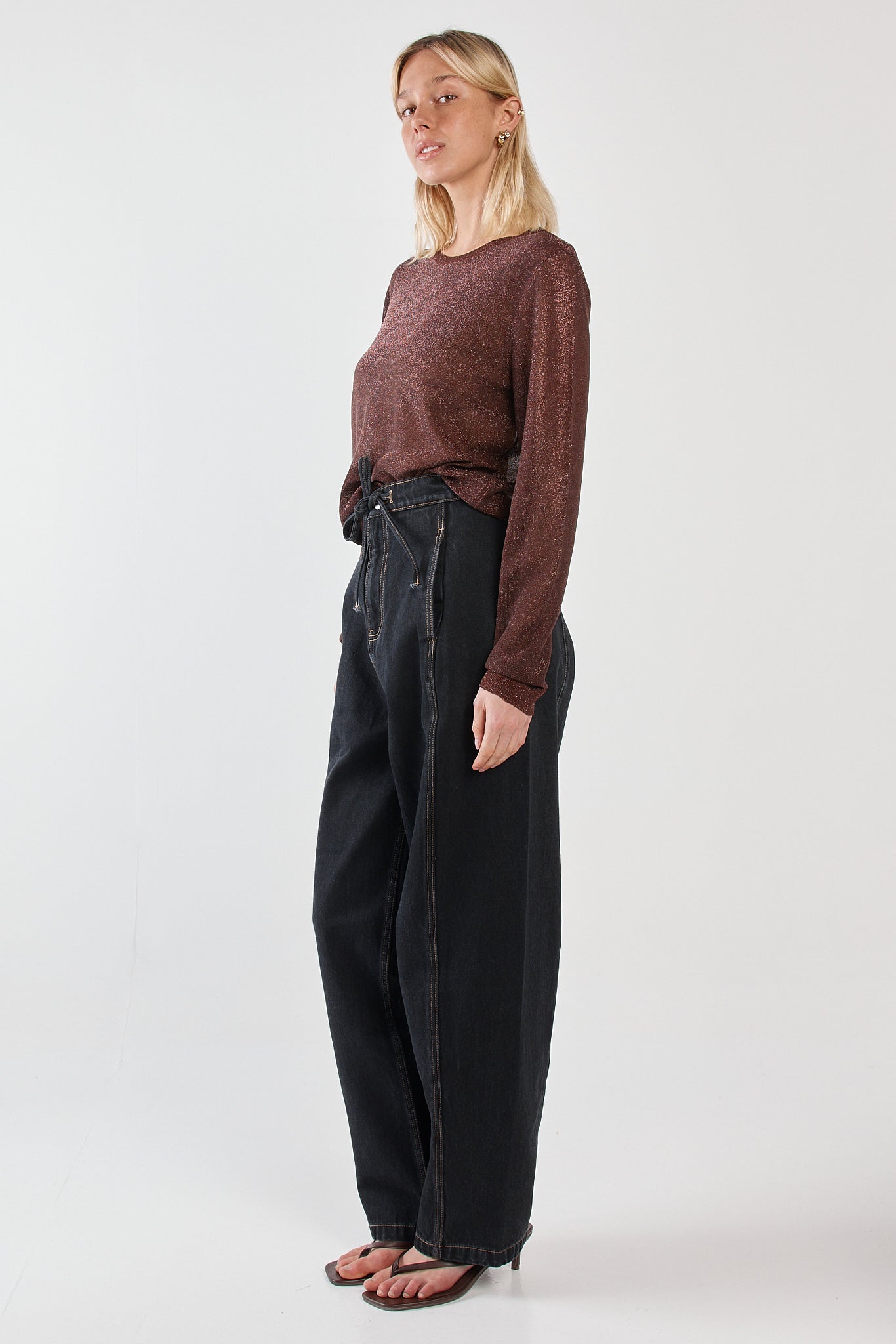 Sass Clothing Maiken Lurex Knit Jumper (Chocolate)