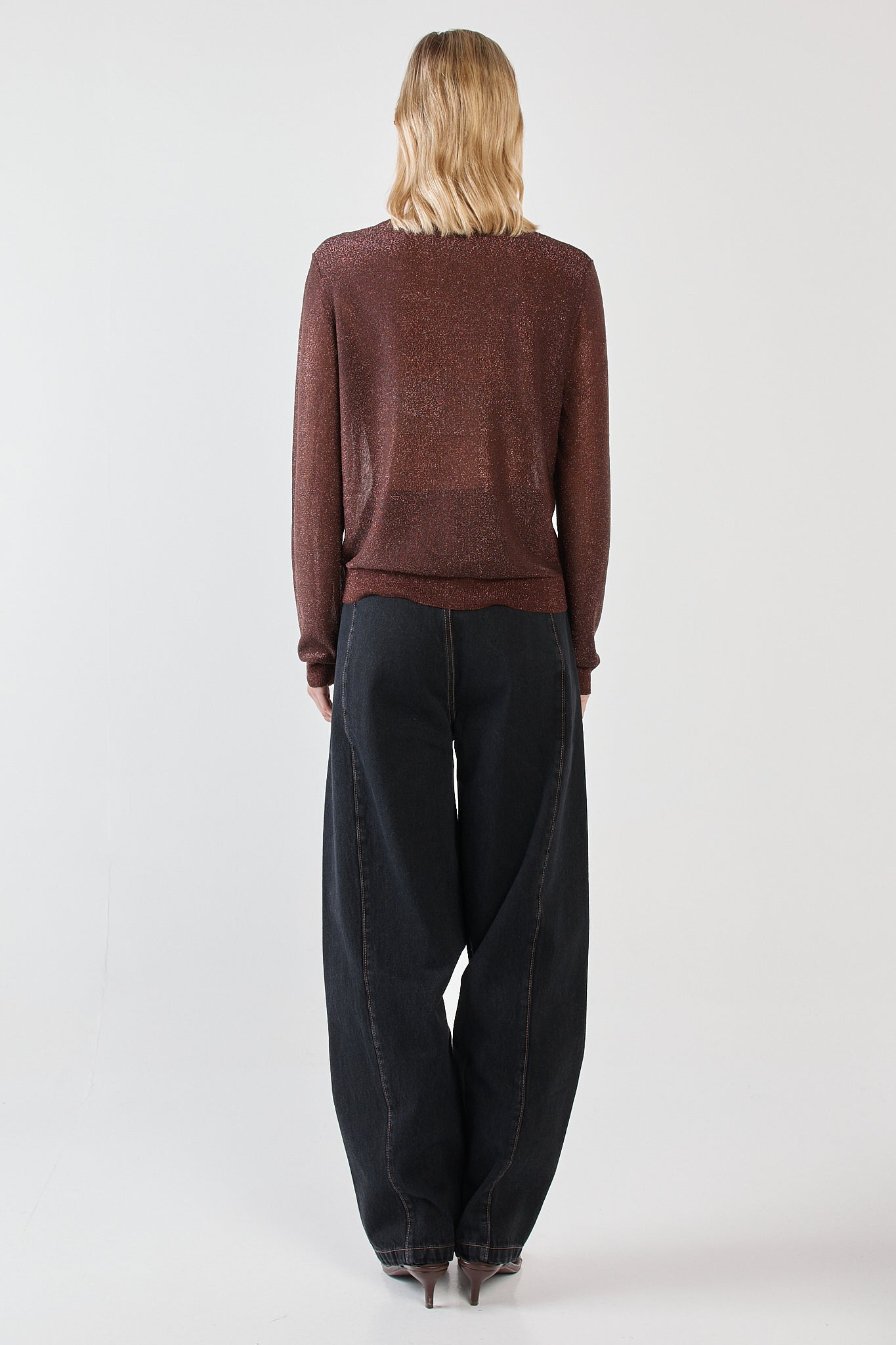 Sass Clothing Maiken Lurex Knit Jumper (Chocolate)