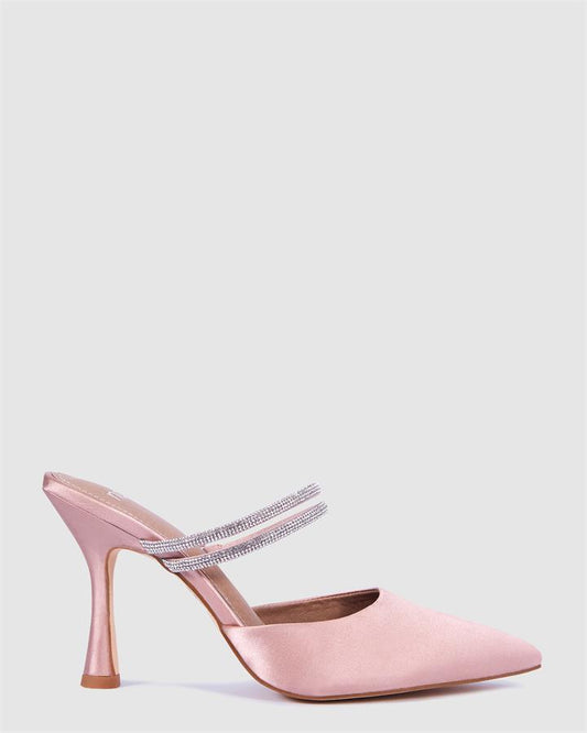 Image of Heels. Product name - Idris Women's Evening Shoes NUDE SATIN Novo Evening in Nude Satin colour by brand - NOVO