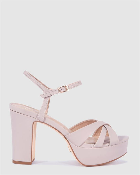 Image of Sandals. Product name - Luella Women's Strappy High Heel Nude Novo Sandals in Nude colour by brand - NOVO
