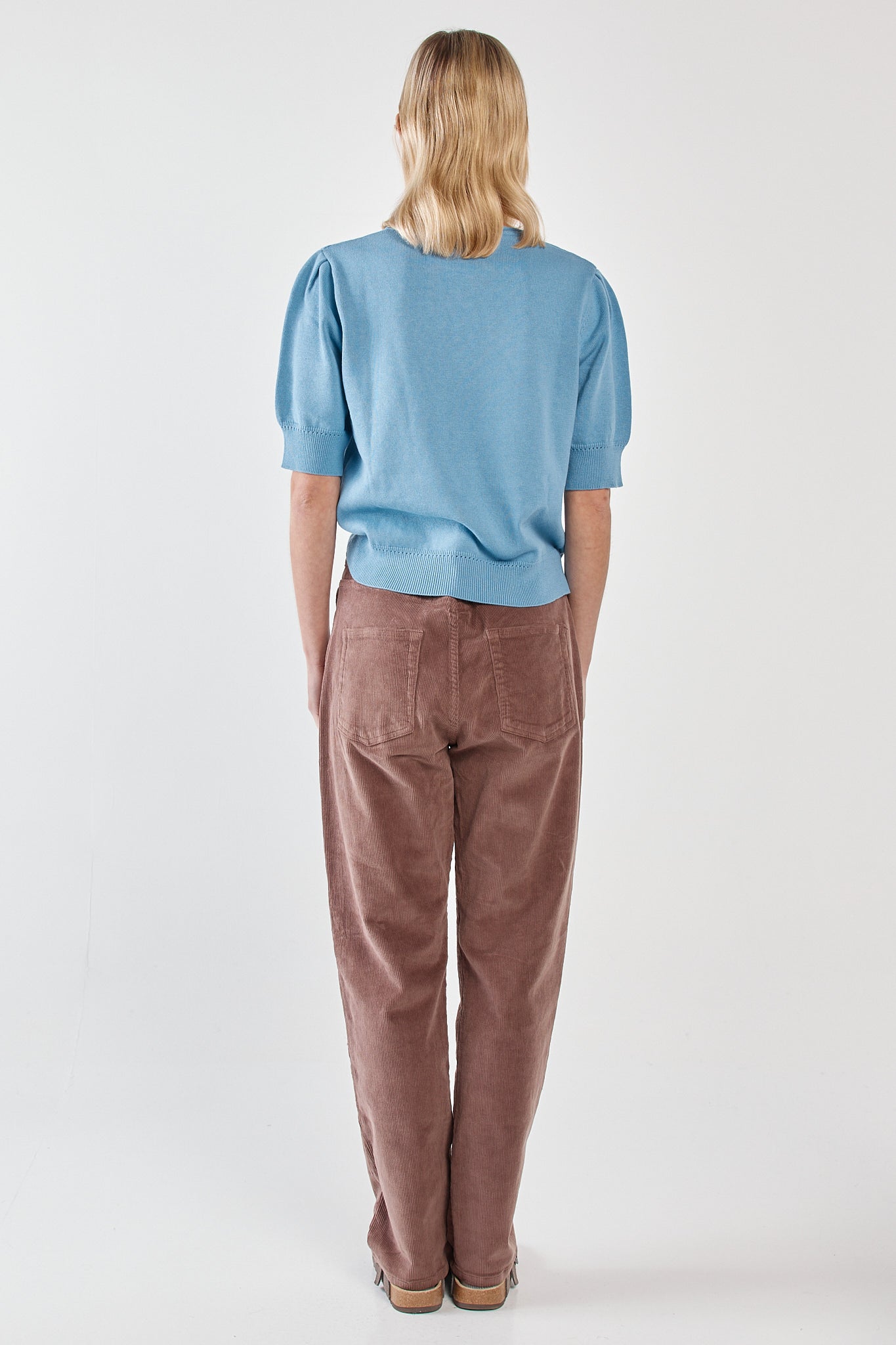Sass Clothing Esti Pointelle Knit Tee (Denim Blue)