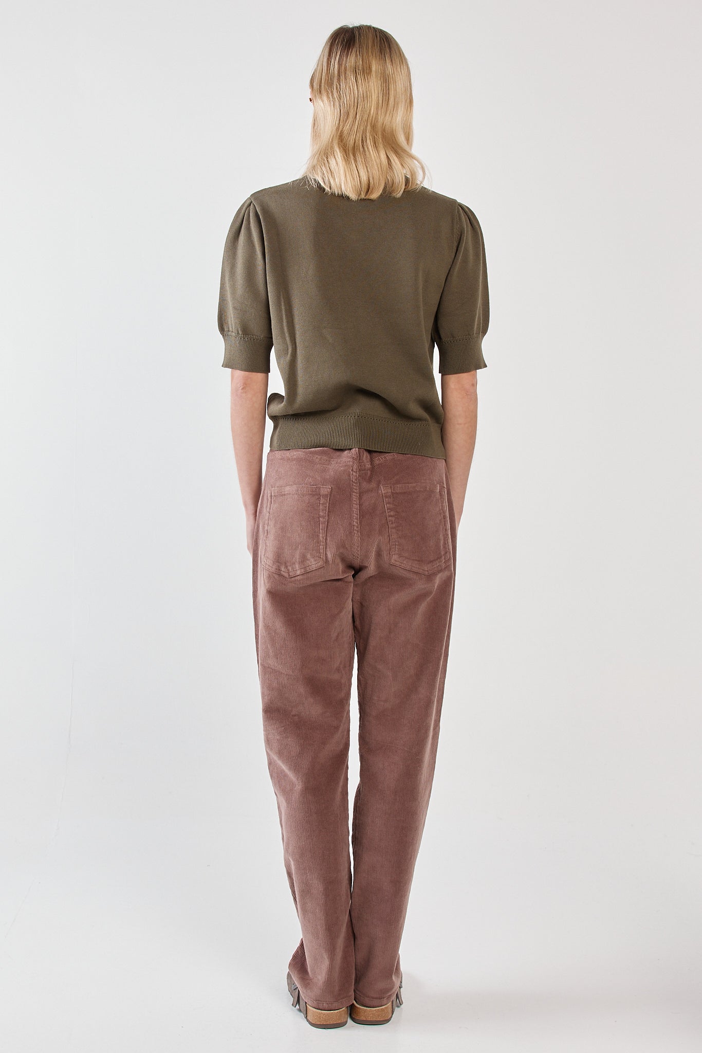 Sass Clothing Esti Pointelle Knit Tee (Khaki)