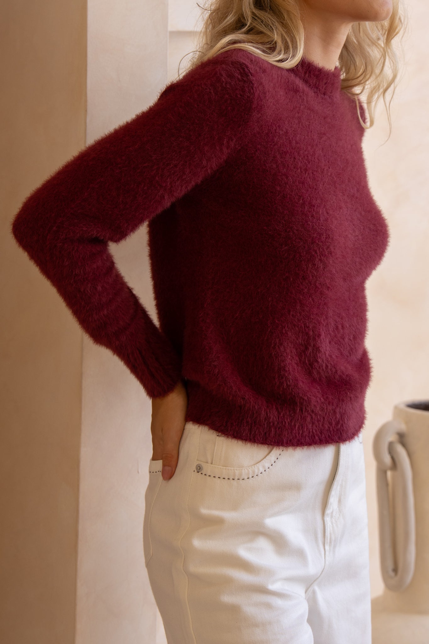 HEYCHIC Jase Burgundy Knit Sweater (Red)