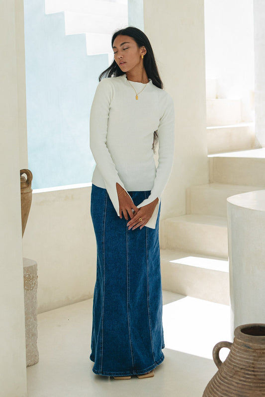 Heychic Vikki Long Sleeve Knit Top (Off-White)