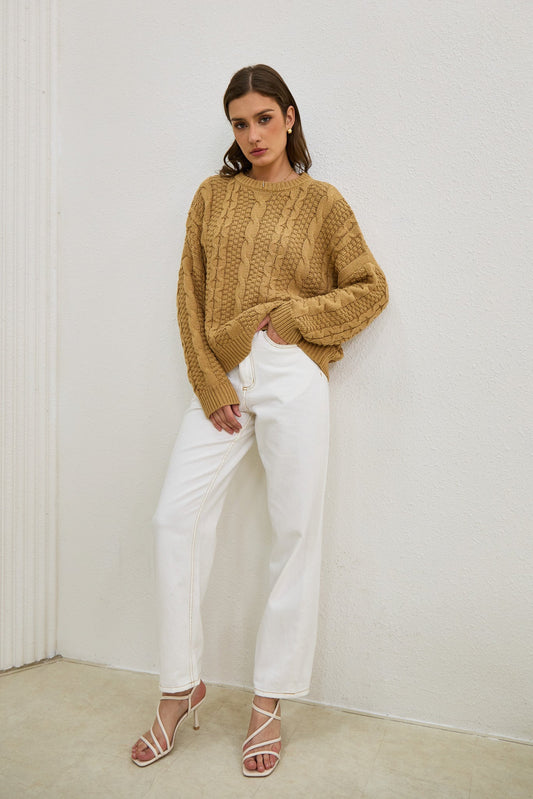 Heychic Faith Cable Knit Sweater (Mocha)