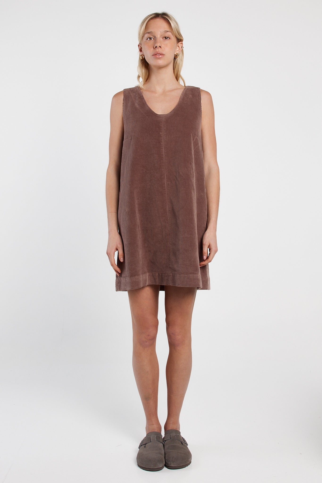 Sass Clothing Parco Cord Shift Dress (Mushroom)