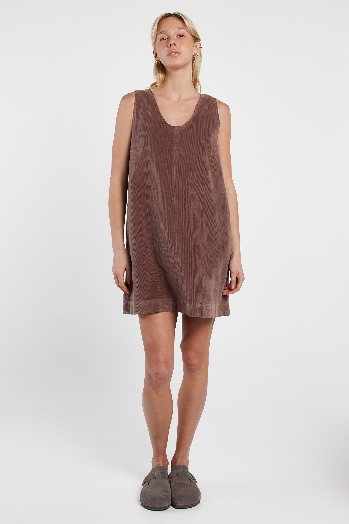 Sass Clothing Parco Cord Shift Dress (Mushroom)