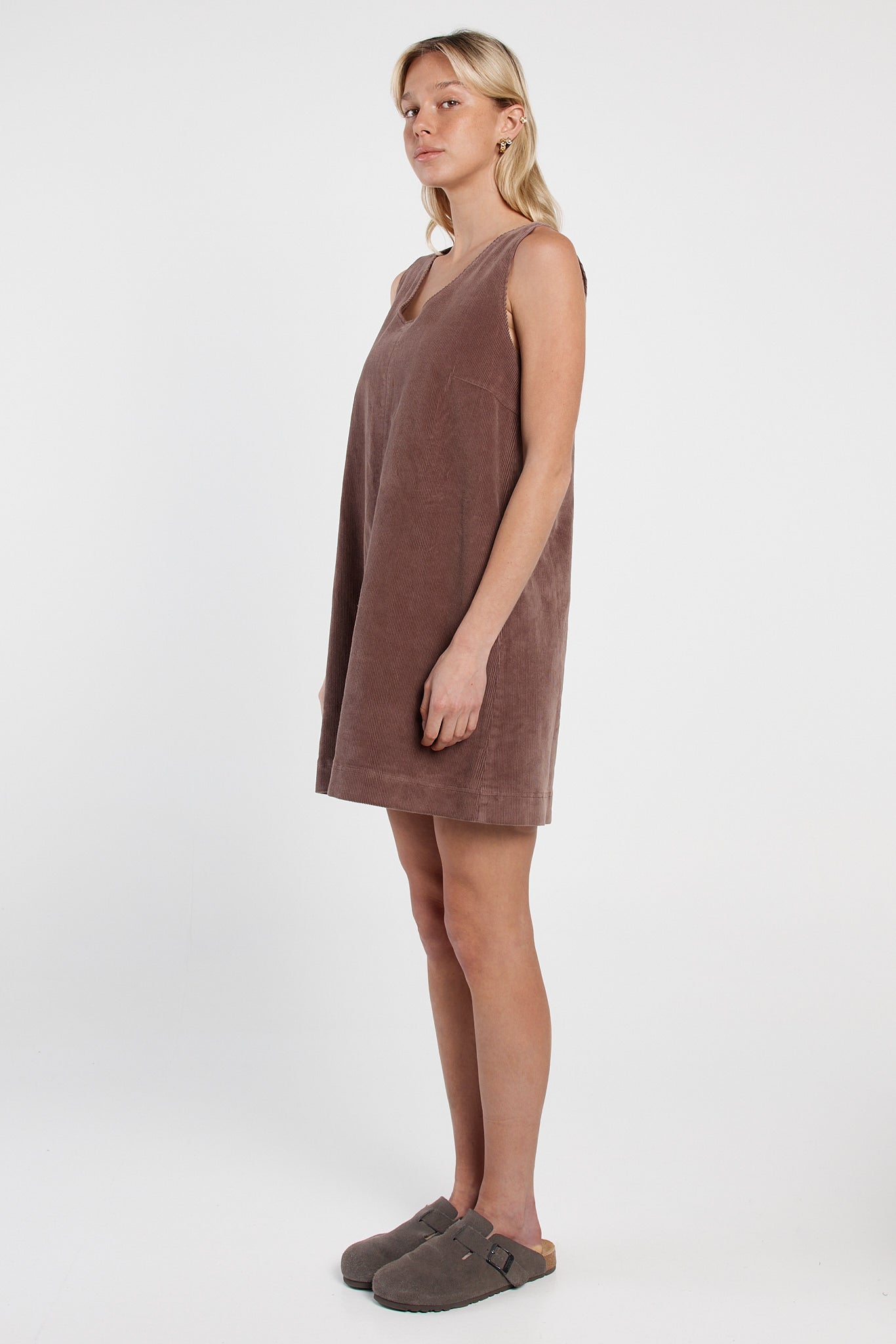 Sass Clothing Parco Cord Shift Dress (Mushroom)