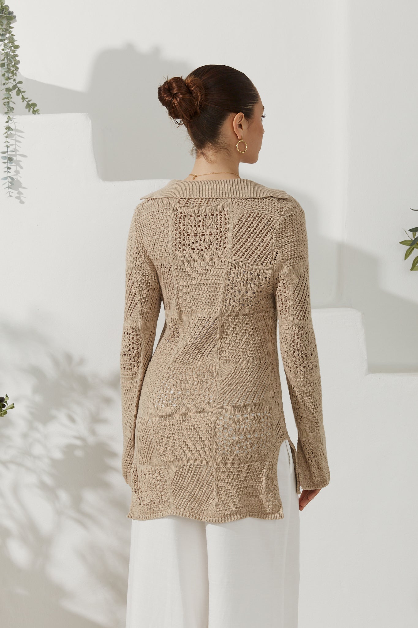 Heychic Kaori Crochet Knit Cardigan (Beige)