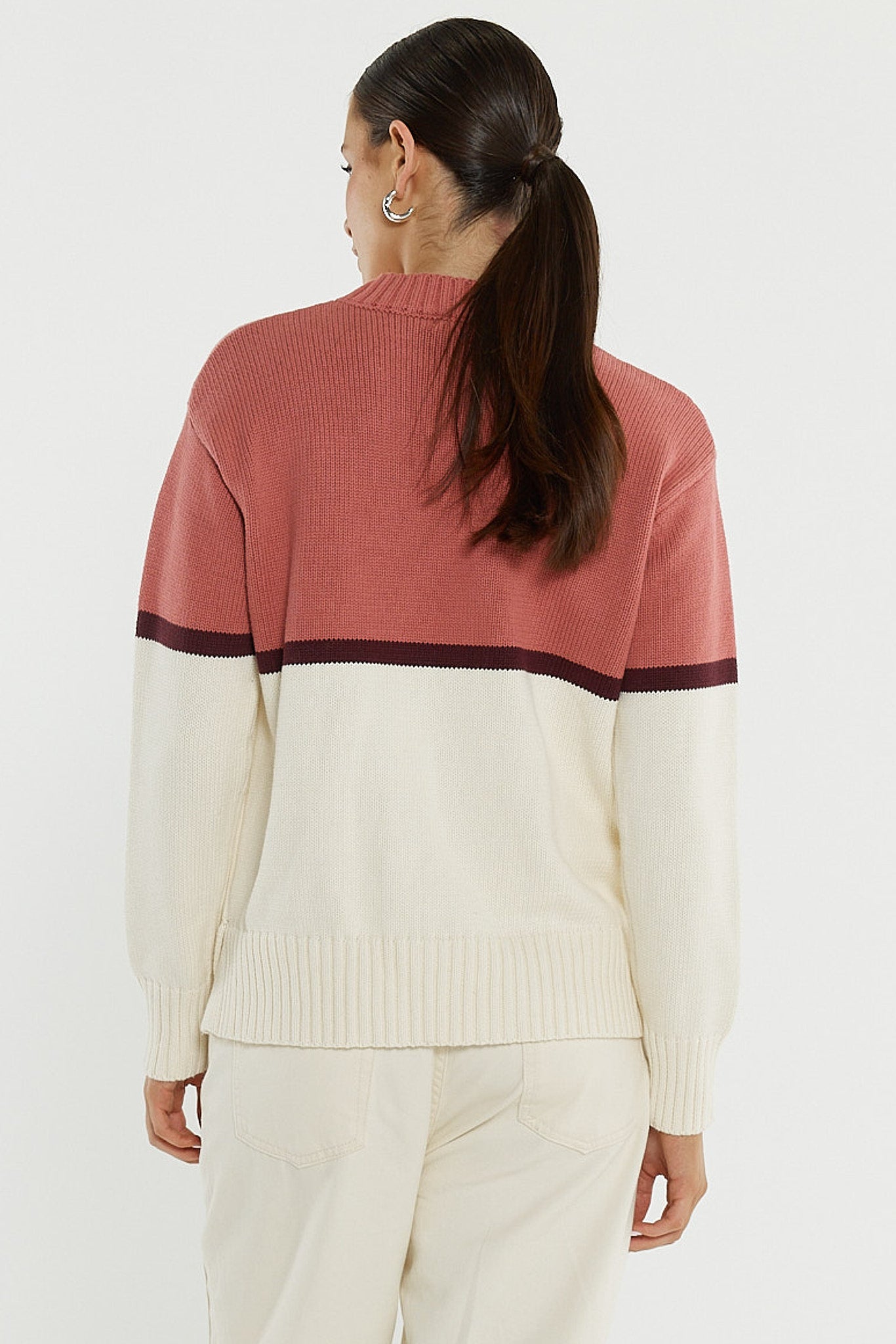 Sass Clothing Ivy Cotton Knit (Cream/Burg/Rose)