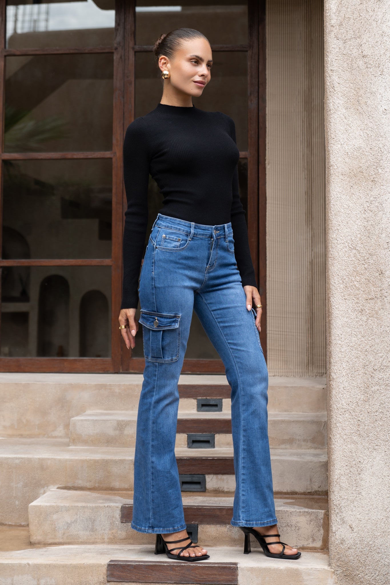 Heychic Xyler Denim Cargo Jeans (Blue)