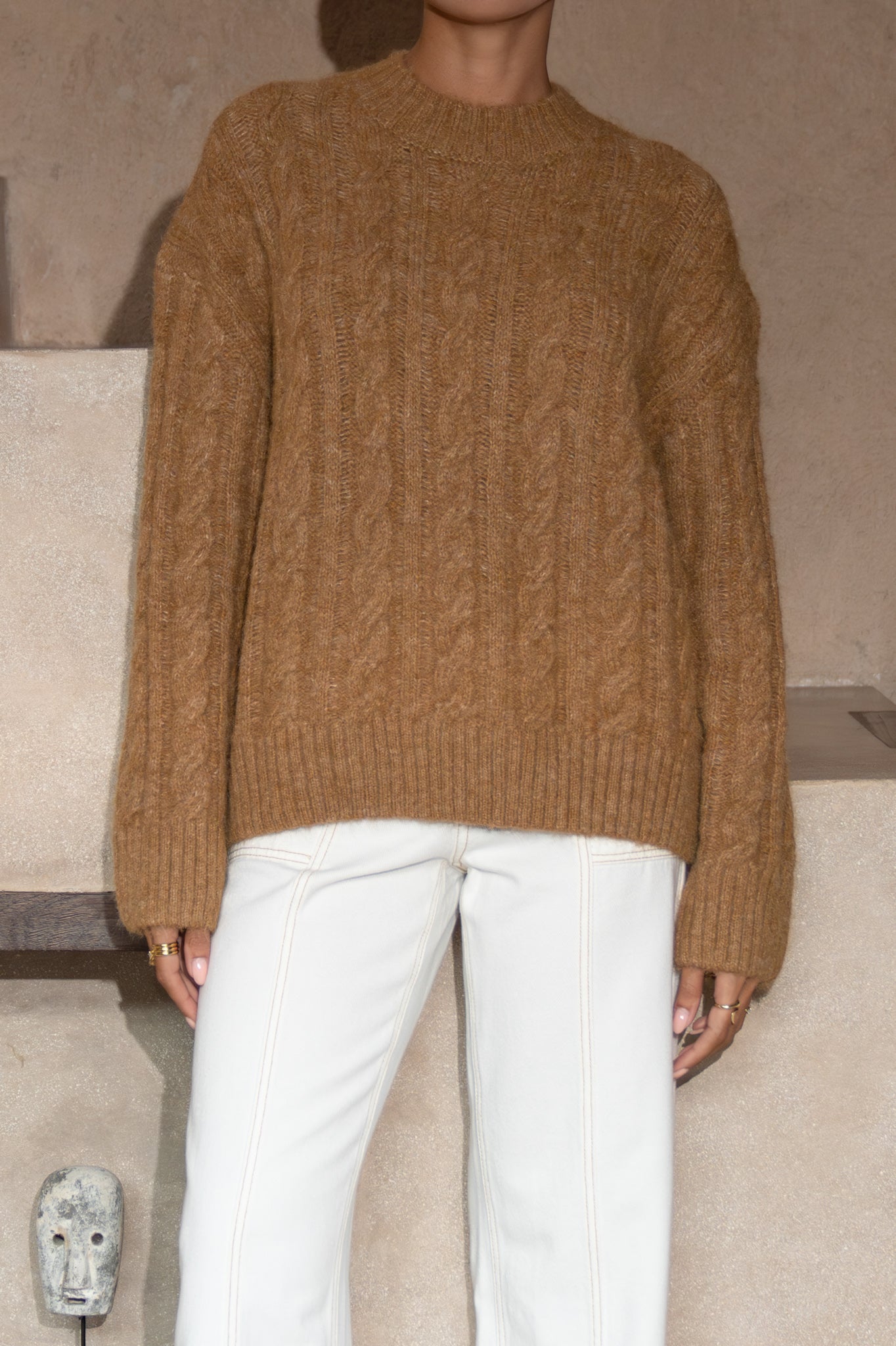 Heychic Meg Cable Knit Sweater (Brown)