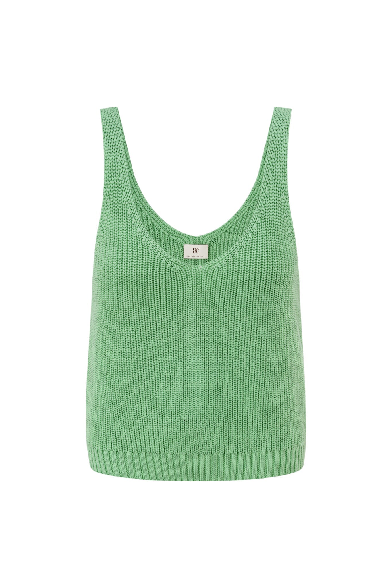 Image of a model wearing Tops. Product name - Nico Green Knit Top in Green colour by brand - HEYCHIC
