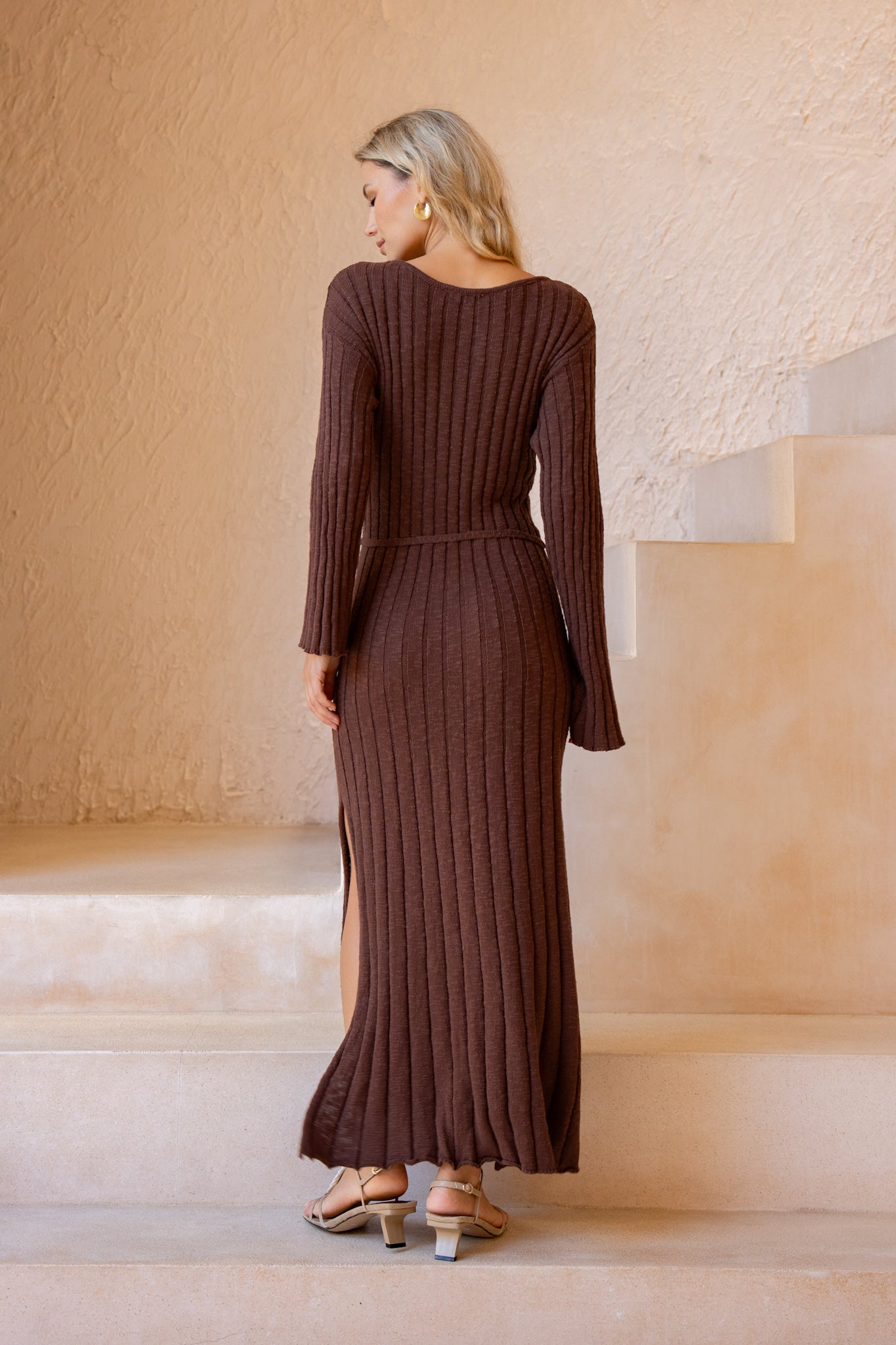 HEYCHIC Saki Knit Maxi Dress (Brown)