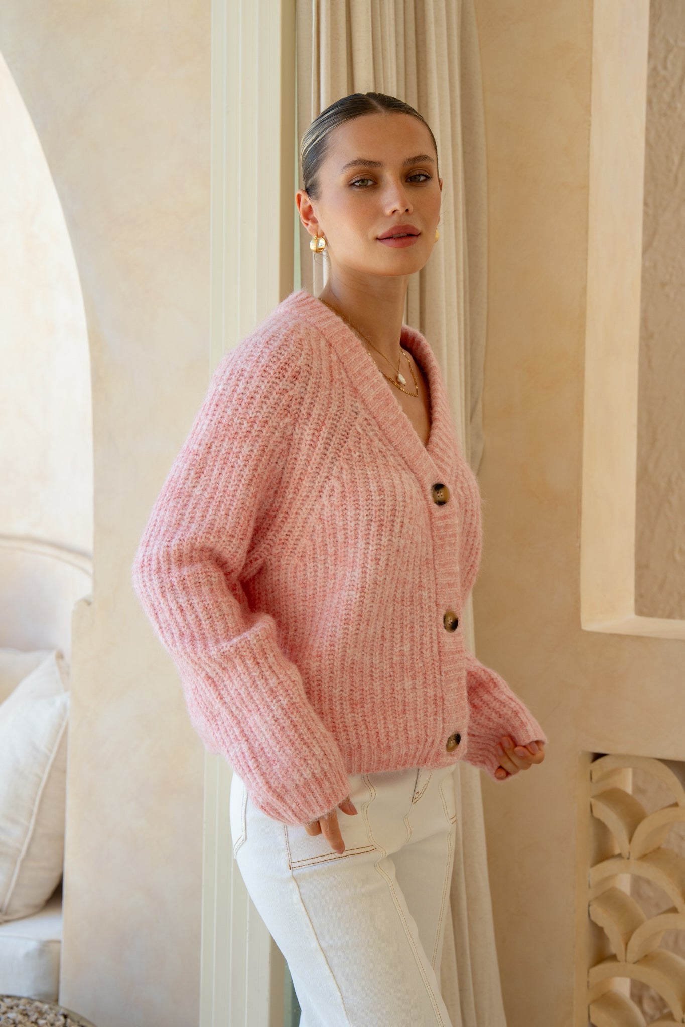 HEYCHIC Lottie Knit Cardigan (Pink)