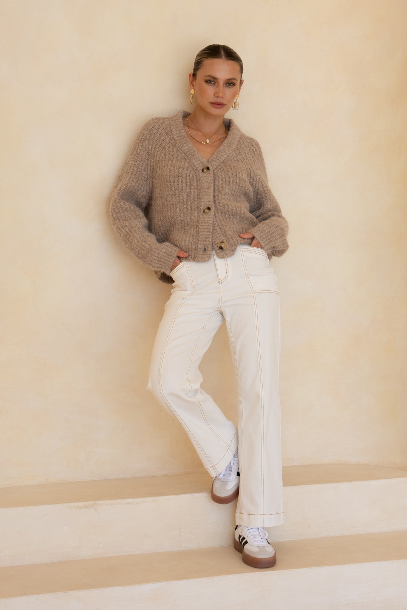 HEYCHIC Lottie Knit Cardigan (Camel)