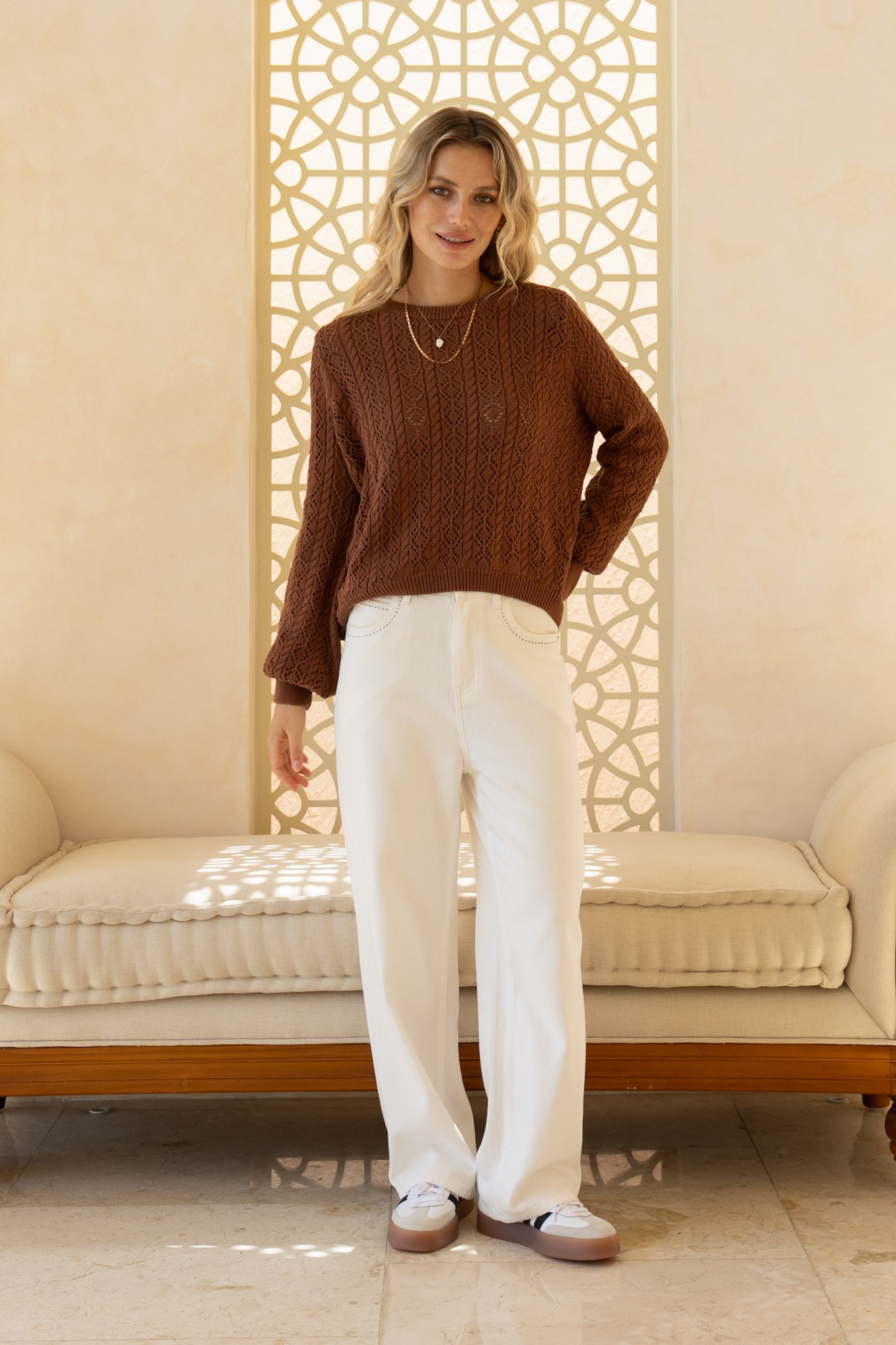 HEYCHIC Kinsley Pointelle Knit (Brown)