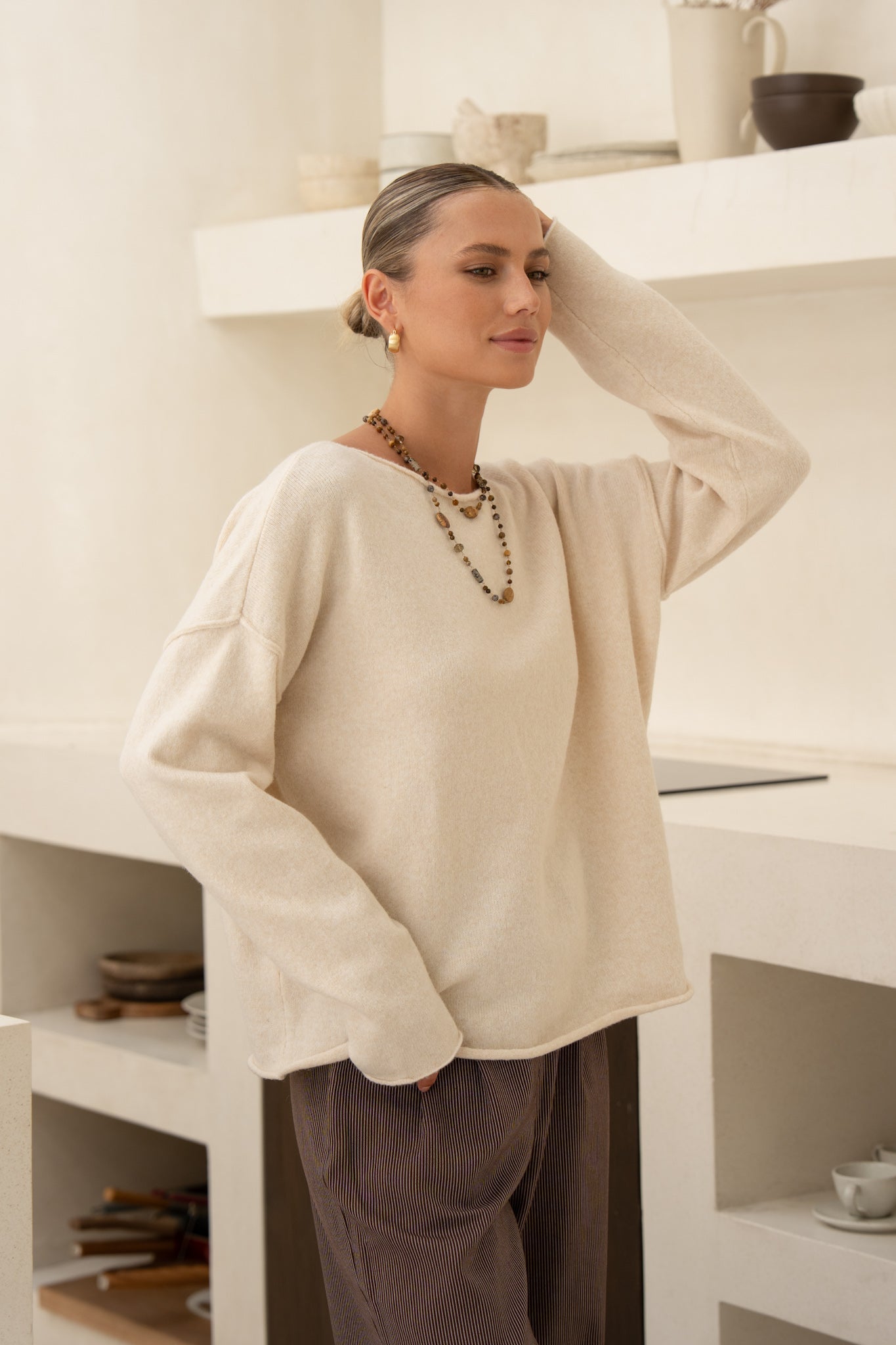 HEYCHIC Ginny Knit Sweater (Beige)