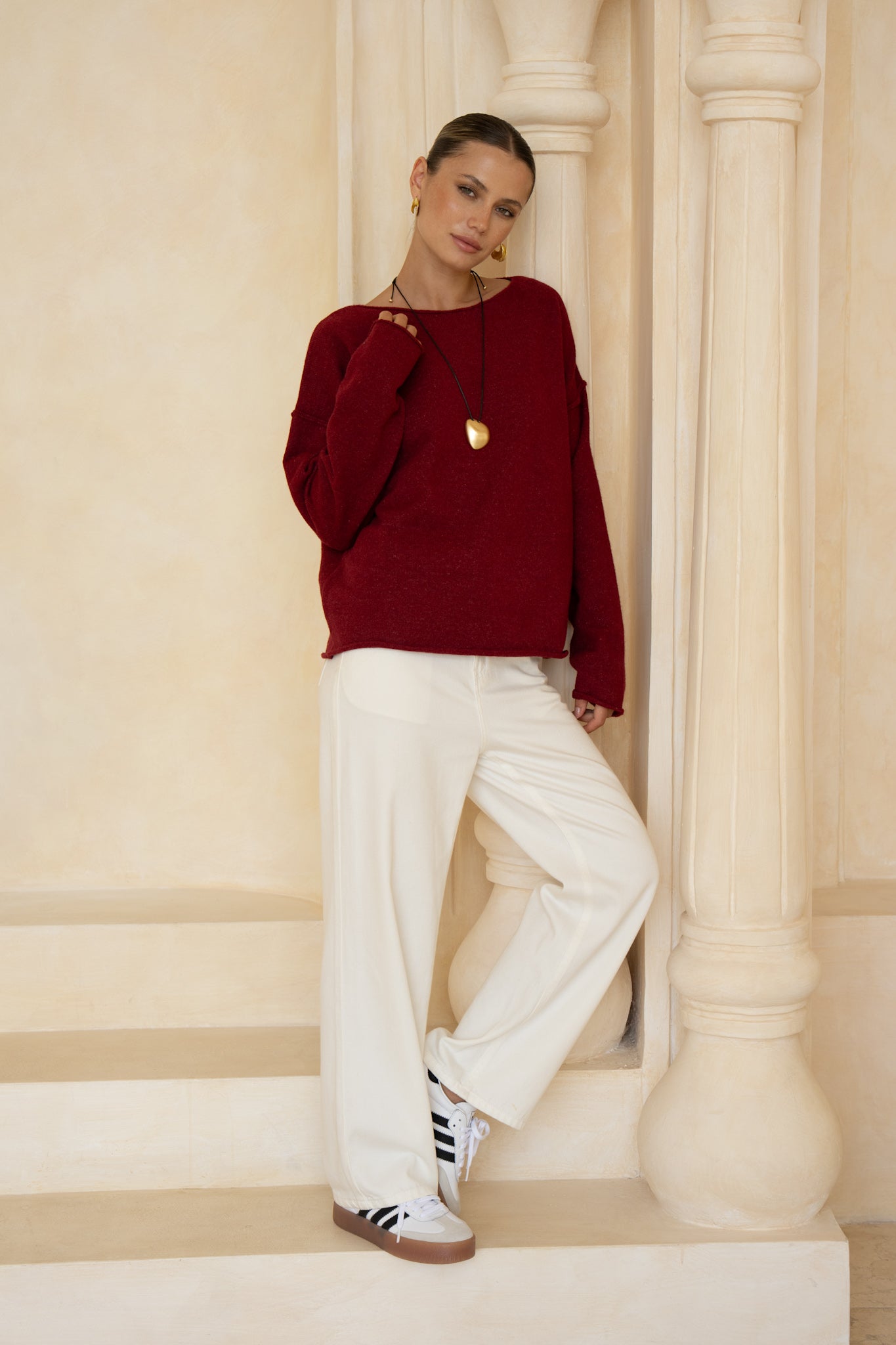 HEYCHIC Ginny Knit Sweater (Burgundy)