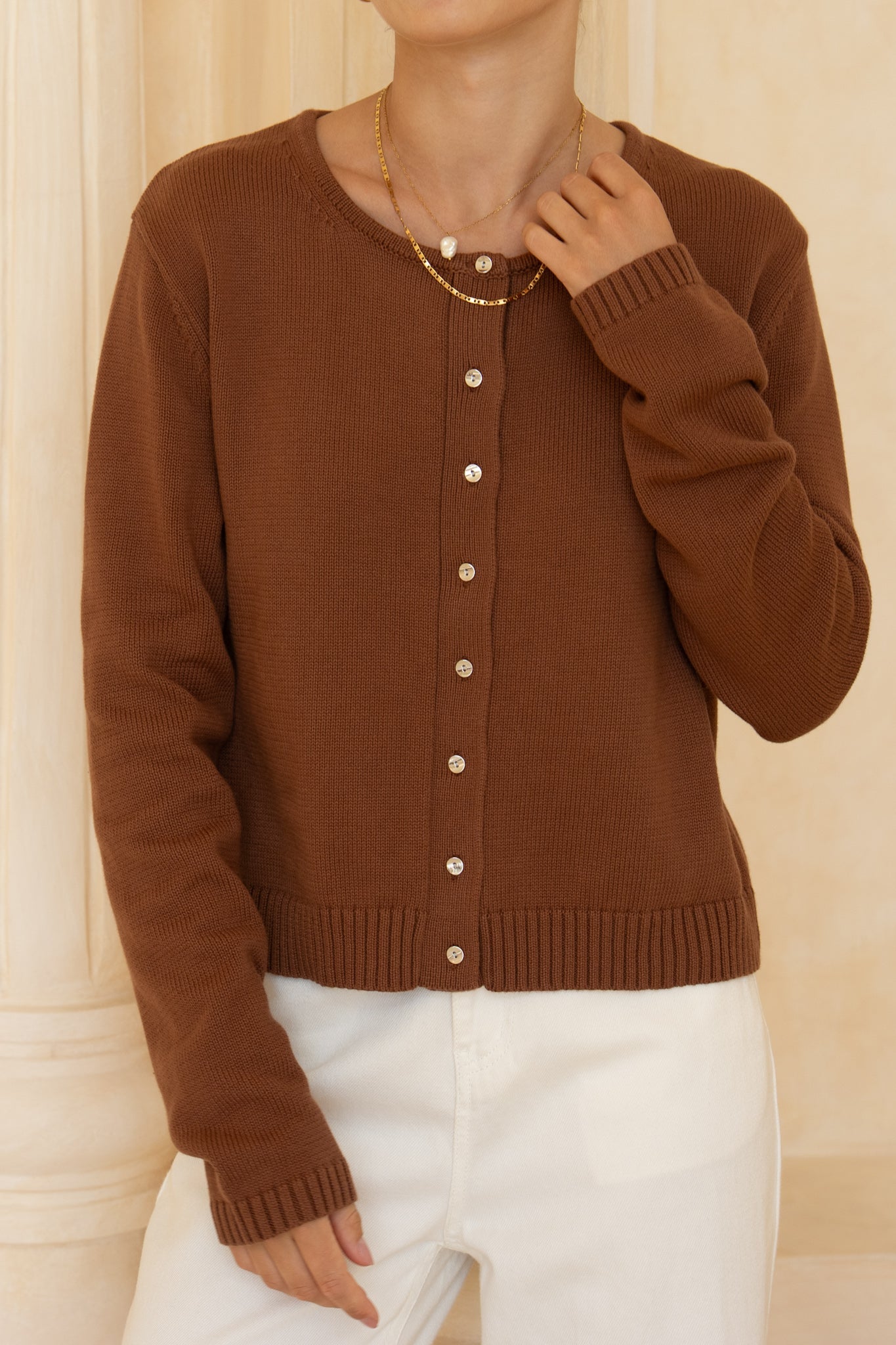 HEYCHIC Talia Knit Cardigan (Brown)