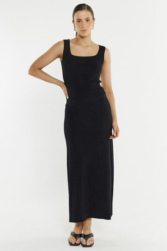 Image of a model wearing Skirts. Product name - Hazel Rib Skirt in Black colour by brand - Sass Clothing