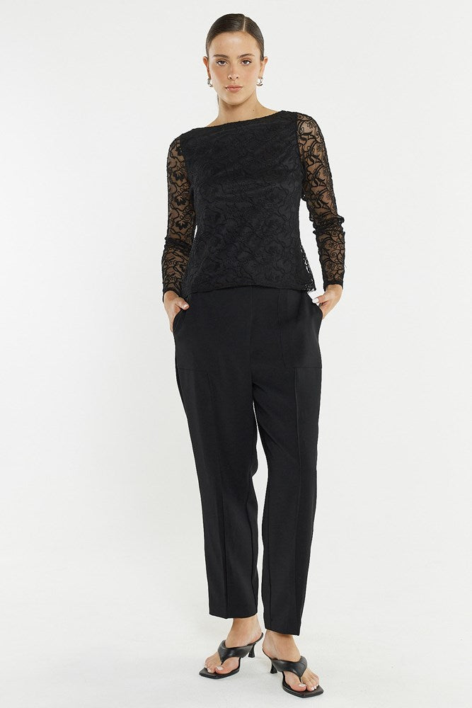 Sass Clothing Effie Mesh Top (Black)