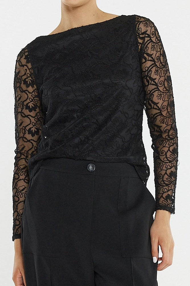 Sass Clothing Effie Mesh Top (Black)