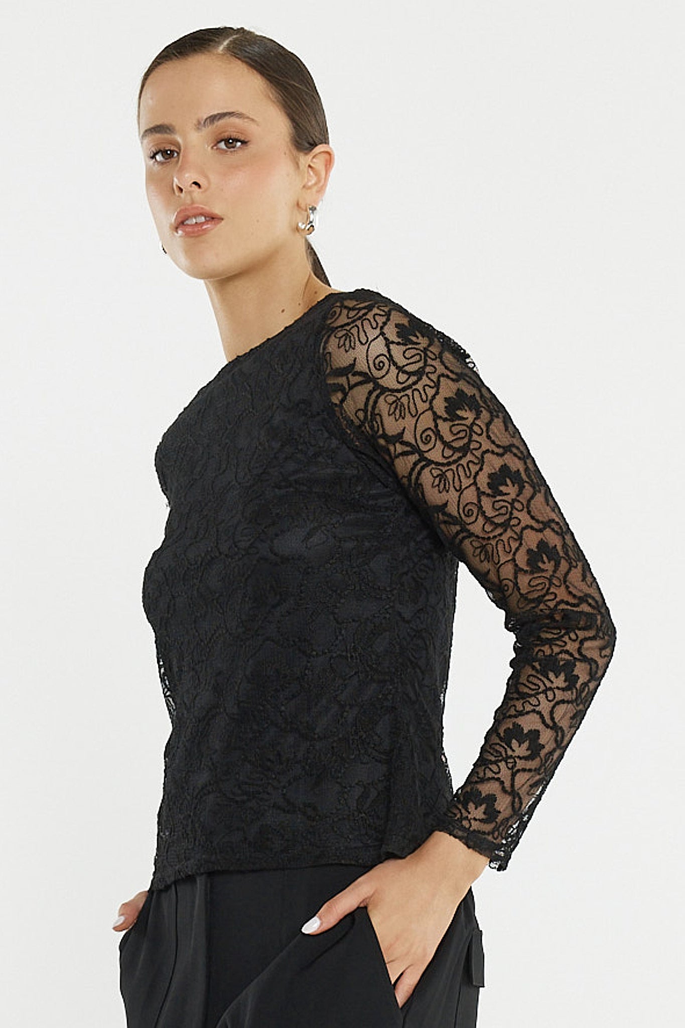 Sass Clothing Effie Mesh Top (Black)