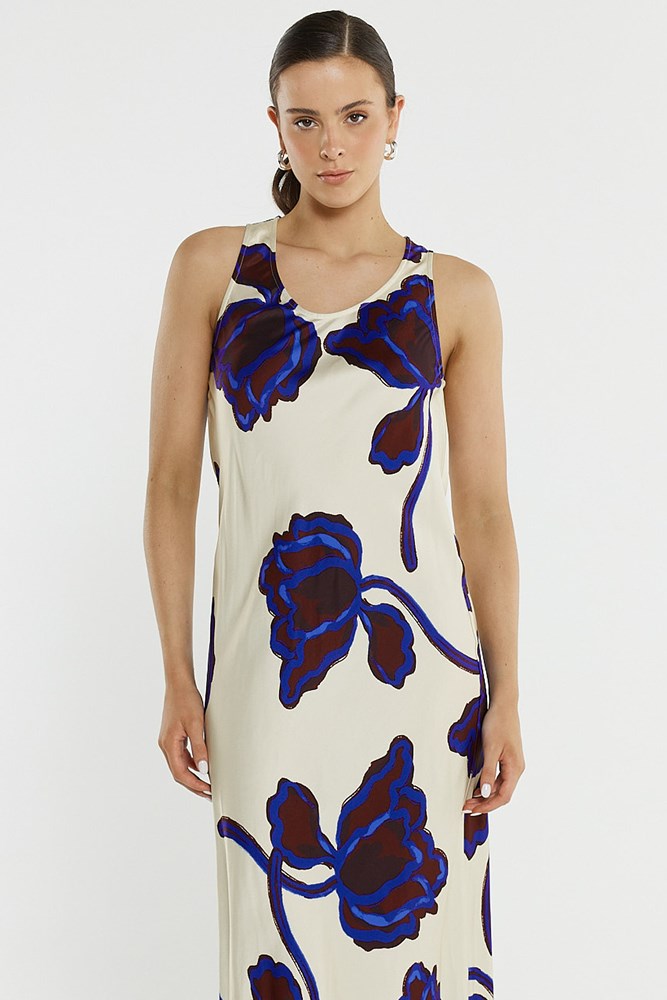 Sass Clothing Jade Satin Slip Dress (Winter Poppy)