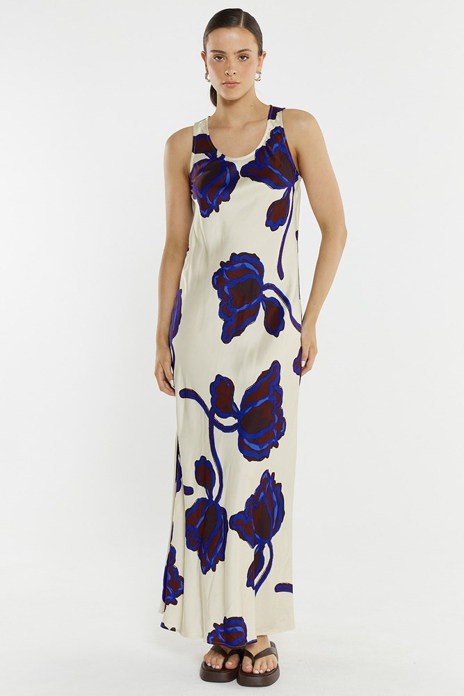Image of Dresses. Product name - Jade Satin Slip Dress in Winter Poppy colour by brand - Sass Clothing