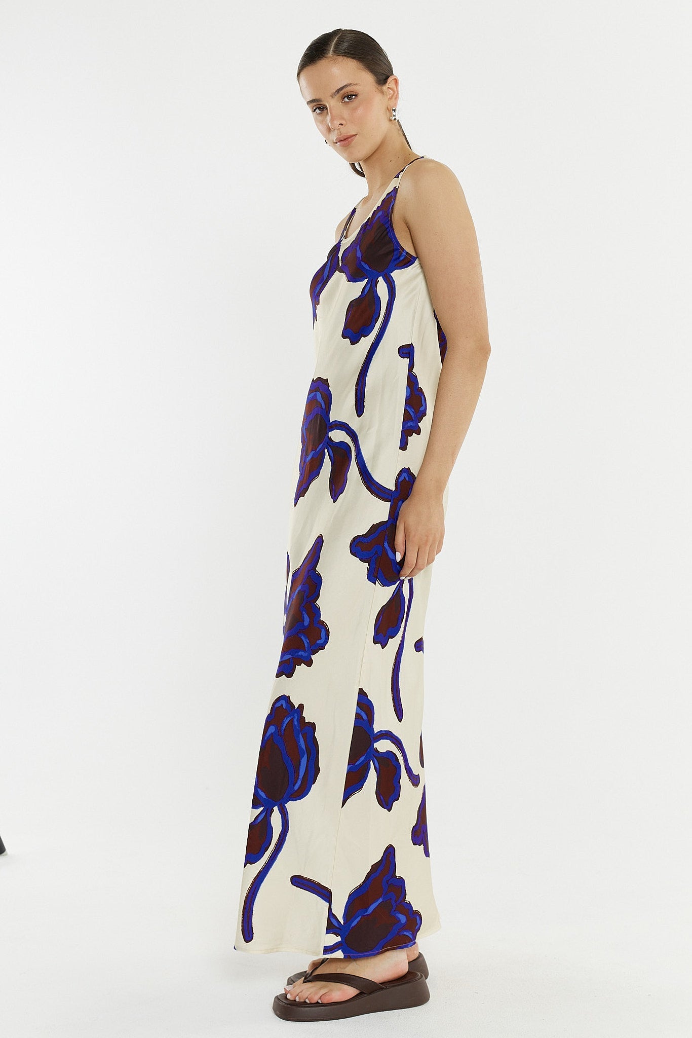 Sass Clothing Jade Satin Slip Dress (Winter Poppy)