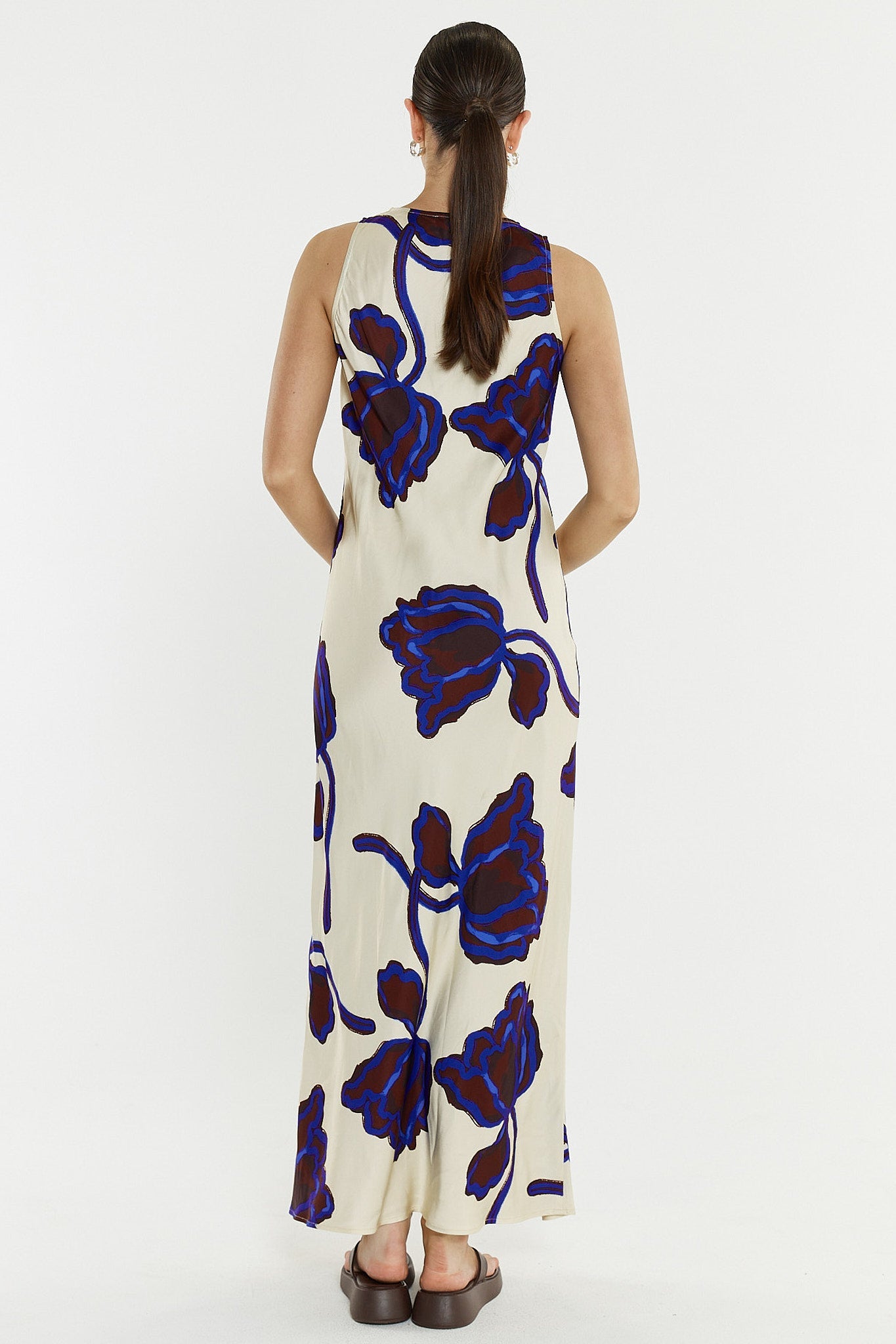 Sass Clothing Jade Satin Slip Dress (Winter Poppy)