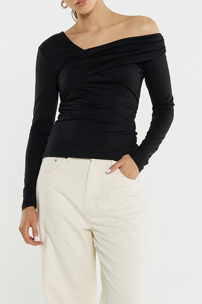 Sass Clothing Tess Asymetric Top (Black)
