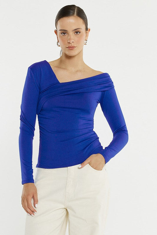 Sass Clothing Tess Asymmetric Top (Cobalt)