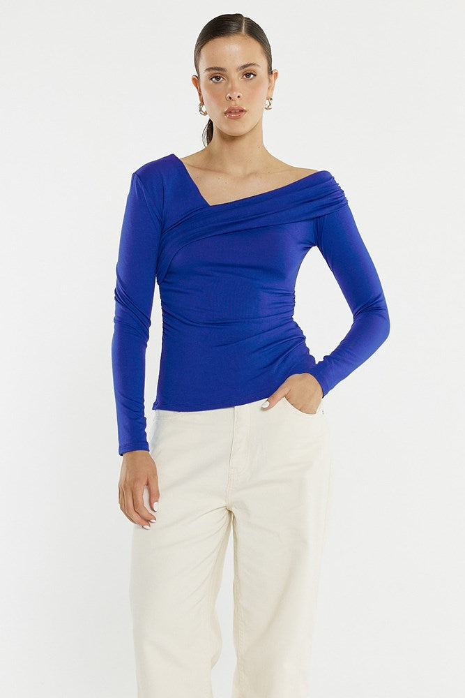 Sass Clothing Tess Asymmetric Top (Cobalt)